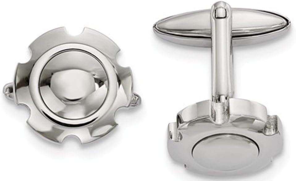 Stainless Steel Curved Edge Cuff Links, 24.61X19.15MM