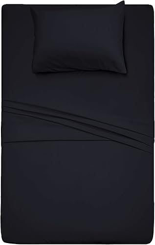 Miniatura 3 de Best Season Juego de sábanas de algodón tamaño individual (negro) de 3 piezas, juego de sábanas 100% algodón, juego de sábanas de algodón suave con