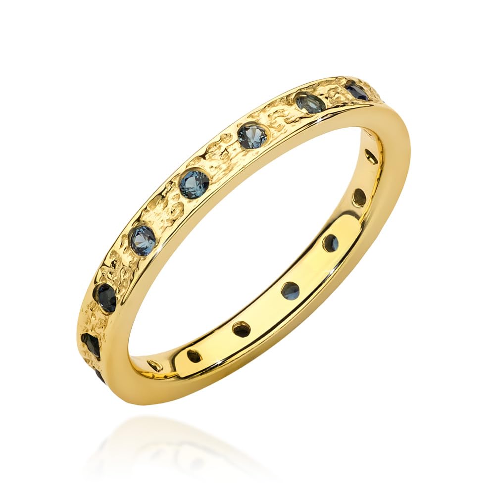 MARKO Ring Ehering 925 Silber Damen & Herren – 16 echte Rubine oder Saphire rundum gefasst | Goldringe Damen & Silberringe Herren | Freundschaftsringe | Geschenkbox