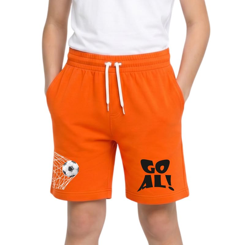 Nusyl Cotton Blend Shorts for Boys | Football Printed & Goal Text Printed | Comfortable Casual Shorts | Soft Breathable