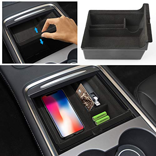 Linkstyle Center Console Organizer Tray for Latest 2021 Tesla Model 3/Y Interior Accessories Flocked Armrest Hidden Cubby Drawer Storage Box with Pen and Card Holder Linkstyle Center Console Organizer Tray for Latest 2021 Tesla Model 3/Y Interior Accessories Flocked Armrest Hidden Cubby Drawer Storage Box with Pen and Card Holder