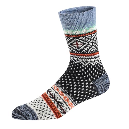 Ueither 5 paar uniseks wollen sokken – katoenen sokken – gebreide sokken | voor mannen en vrouwen | vintage stijl | warme crew-sokken voor herfst en winter - Afbeelding 3