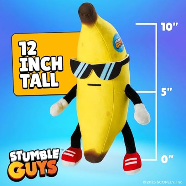 Stumble Guys 12-Inch Huggable Plush Collection - Soft & Cuddly Character Toys, Collect Mr. Stumble, Sprinkles, Banana Guy, & Leonidas, Official Merchandise (Banana Guy)