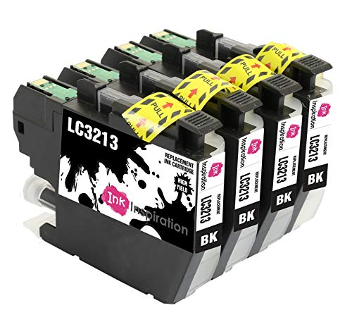 INK INSPIRATION® Reemplazo para Brother LC3213 LC-3213BK Negro Multipack 4 Cartuchos de Tinta Compatible con Brother DCP-J572DW DCP-J774DW MFC-J895DW MFC-J497DW MFC-J890DW DCP-J772DW MFC-J491DW