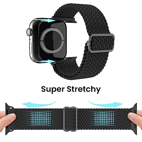 Image of Delidigi Stretchy Bands Compatible for Apple Watch Band Women 40mm 38mm 41mm 42mm 44mm 45mm 46mm 49mm, Nylon Braided Straps for iWatch Series 11 10 9 8 7 6 SE 5 4 3 Ultra 3 2 1