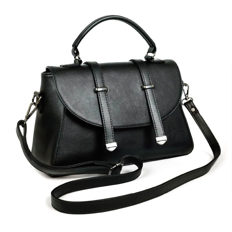 FATMUG Women’s Satchel Handbag – Ladies Shoulder Sling Bag Detachable Strap – Vegan Leather, Multi