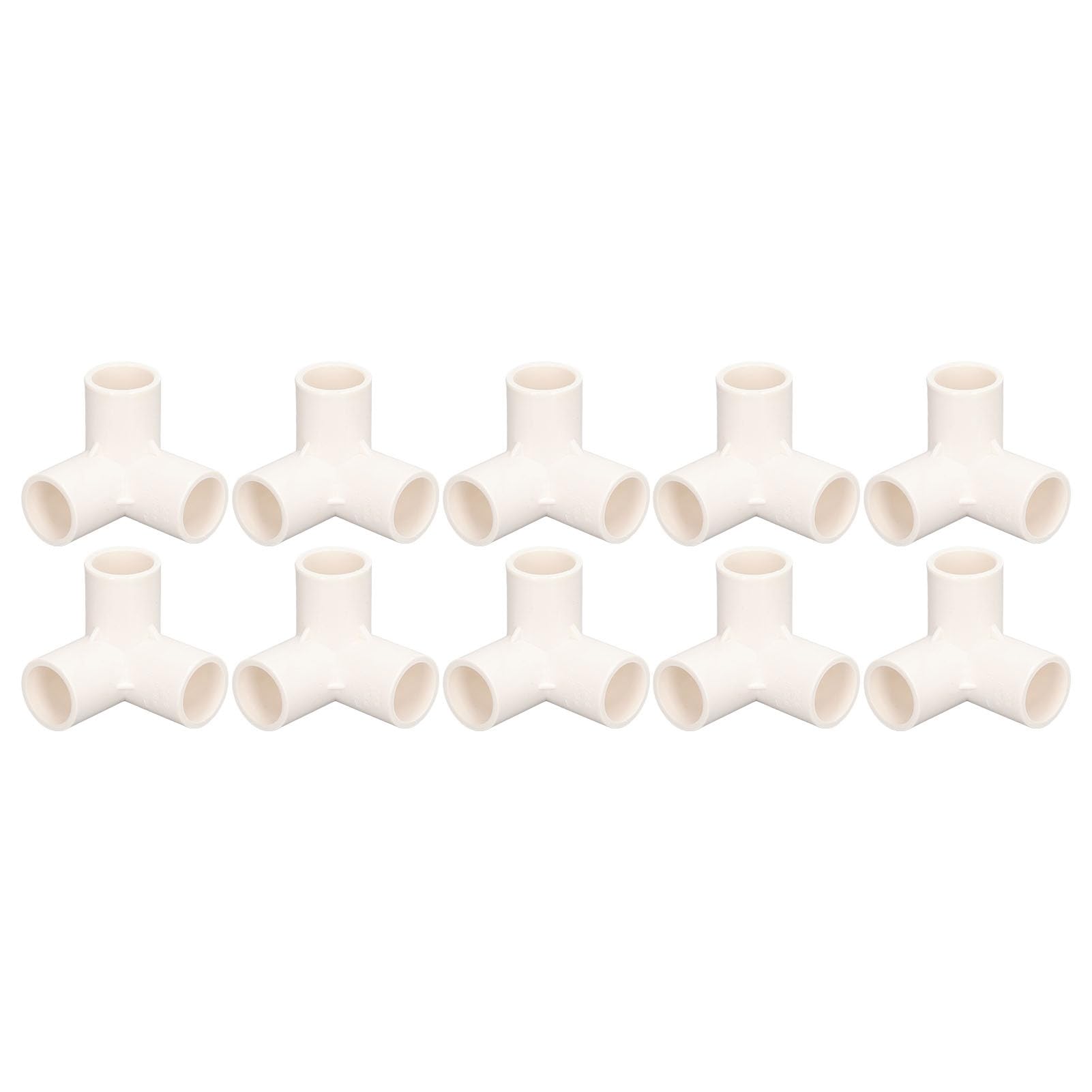 3 Way PVC Pipe Fittings | 10PCS 25mm Tee Elbow Connector | 90 Degree Corner Fitting for Furniture/Greenhouse/Water Pipes | Sturdy Plastic (White)