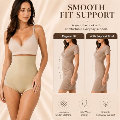 Image of DREAM SLIM Women's High-Waist Seamless Body Shaper Briefs Tummy Control Panty Butt Lifter Shapewear Slim Waist Trainer