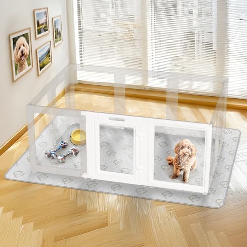 Image of FXW AuraSpace Acrylic Indoor Dog Playpen for Small Dogs, 24 inch, 2 Panels, Includes 1 Gate & 1 Panel, White