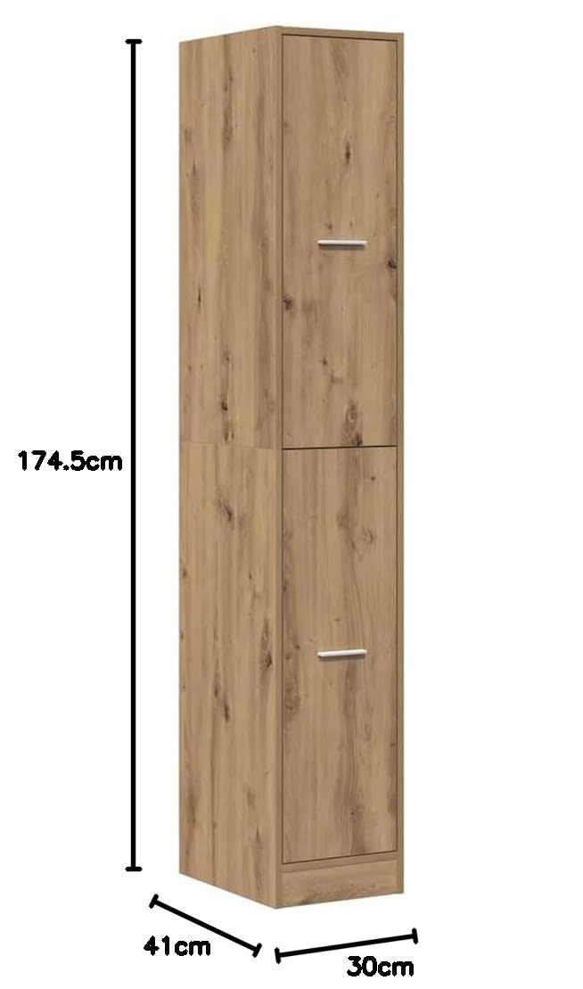 Apothekerschrank Artisan-Eiche 30x41x174,5 cm, Holzwerkstoff, schmaler Küchenschrank mit 4 Schubladen, vielseitiger Vorratsschrank für Küche, Büro, Wohnzimmer