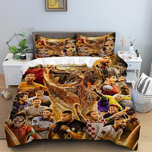 Generisch Fußball-Bettwäsche-Set, Bettbezug 135x200 cm, Kissenbezug 80x80 cm, Polyester, 2-teilig Generisch Fußball-Bettwäsche-Set, Bettbezug 135x200 cm, Kissenbezug 80x80 cm, Polyester, 2-teilig