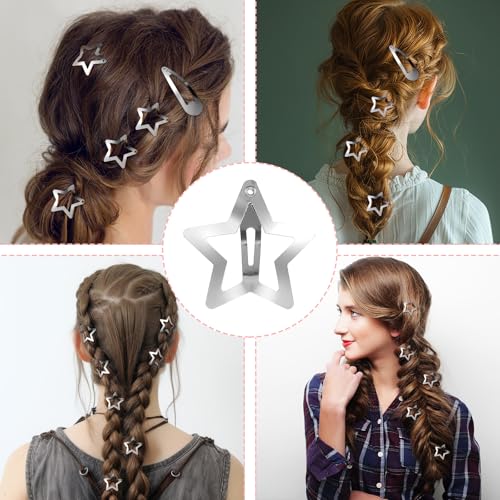 Nogeqi 40pcs Star Hair Clips,Metal Star Clip,2 Styles of Stars Styling Barrettes, Y2k Cute Hair Accessory,Stars Hair Accessories,Snap Hair Clips for Women and Girls(Silver) - Image 5