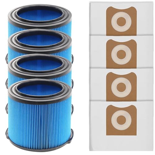 Image of 4 Pack VF3500 Replacement Filter and 4 Pack VF3501 Vacuum Bags for Ridgid Wet Dry Vac filters 3-4.5 Gallon Vacuums, Fits WD3050, WD4070, WD4080, WD4522, 4000RV, 4500RV