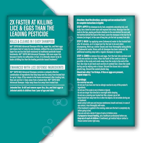 Image of RID Super Max Advanced Shampoo Lice Removal Treatment, 3.4 Fl Oz, Includes Nit Removal Comb
