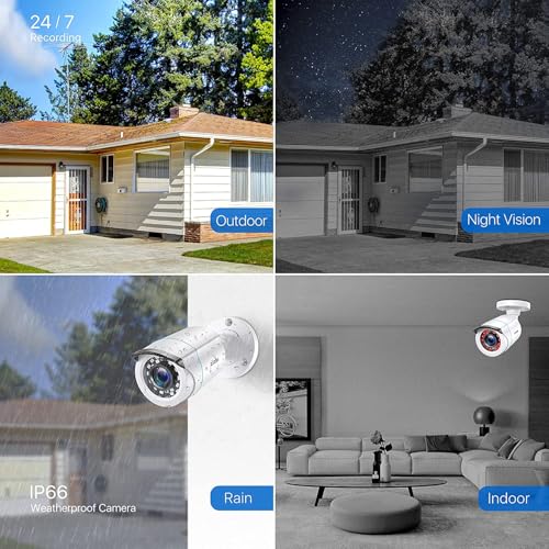 Zosi 4 X 2Mp 1080P Hd-Tvi Home Security Camera Outdoor Indoor 1920Tvl,24Pcs Leds,80Ft Night Vision, 90°View Angle, Weatherproof Outside Surveillance Cctv Bullet Camera thumb #3