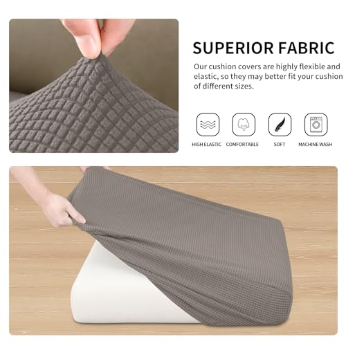Image of Easy-Going Stretch 3 Pieces Oversized Couch Cushion Cover for Sofa Seat
