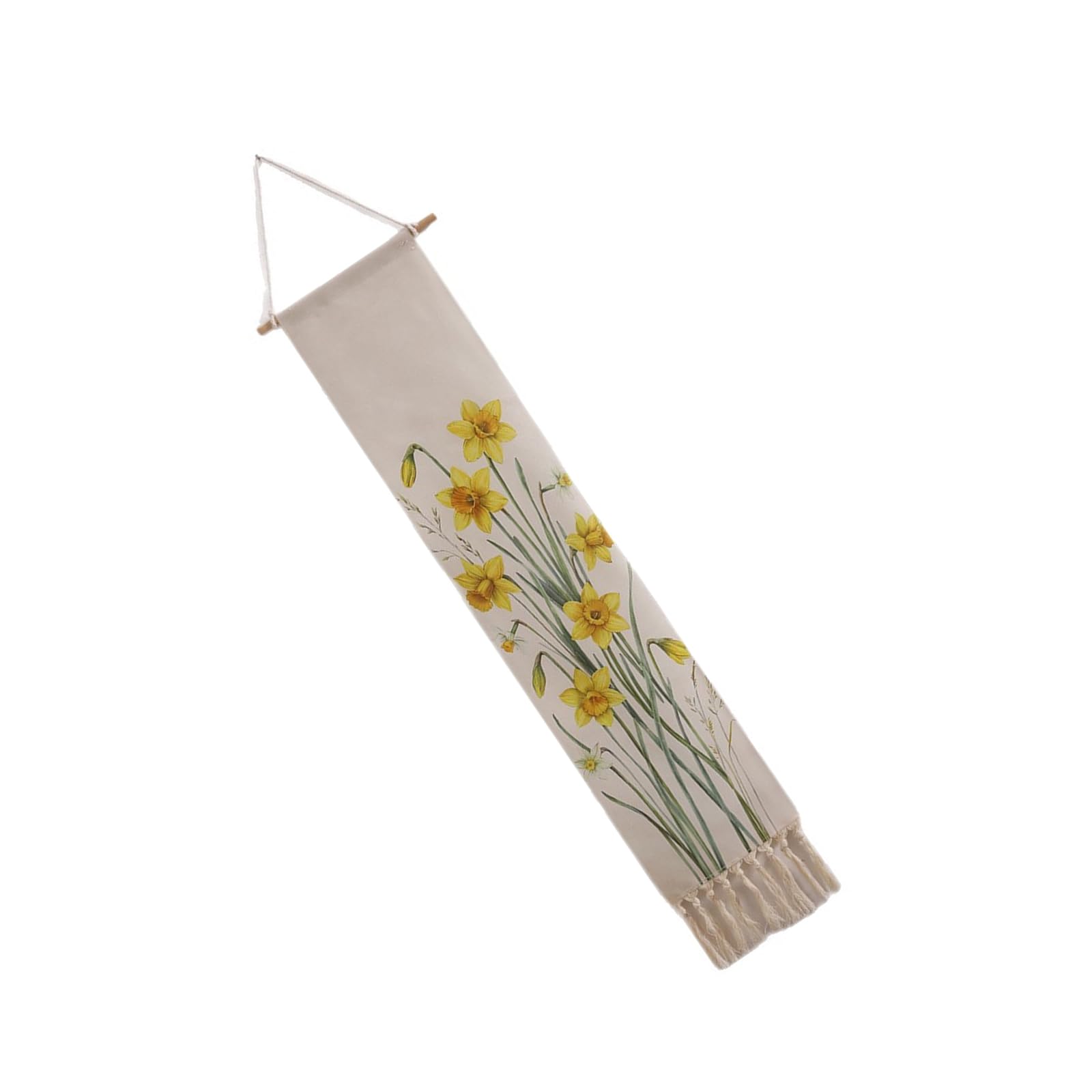 carotoe Indoor Floral Wall Accent Cotton Fabric Tapestry with Wooden Rod Fringe for Indoor Bedroom Wall Decor Display Floral Tapestry Daffodil Decor Cotton Fabric Accent Textile Living