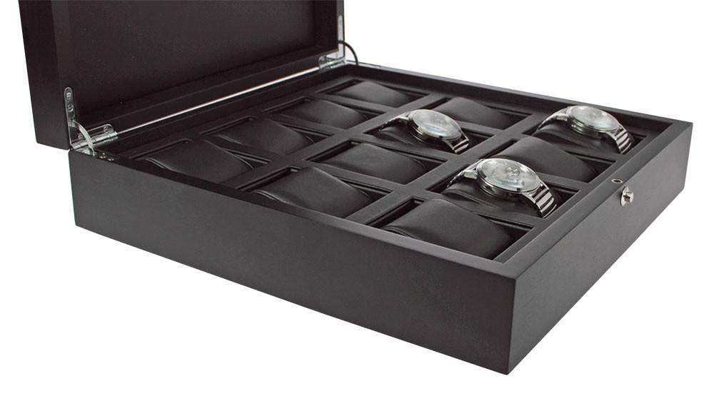 SAFE 252 portaorologi per orologi in legno con similpelle elegante per 12 orologi | espositore orologi | scatole porta orologi | 320 x 320 x 90 mm