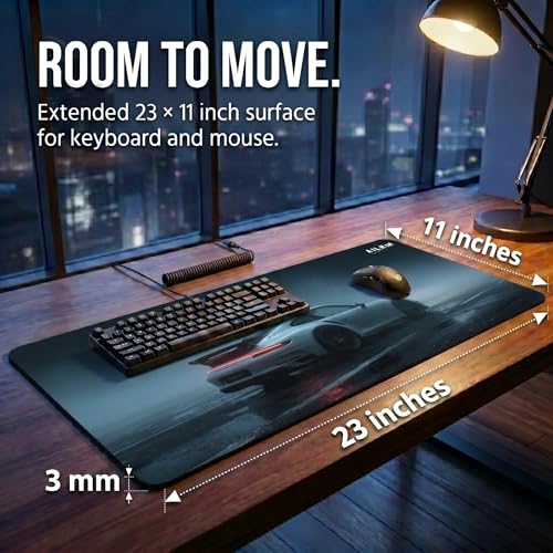 Image of AILKIN Large Gaming Mouse Pad for pc & Laptop, Extended Desk Mat [58x27cm] with Sports Car Design, Non-Slip Mouse Pad for Wireless Mouse, Keyboard & Desk Accessories