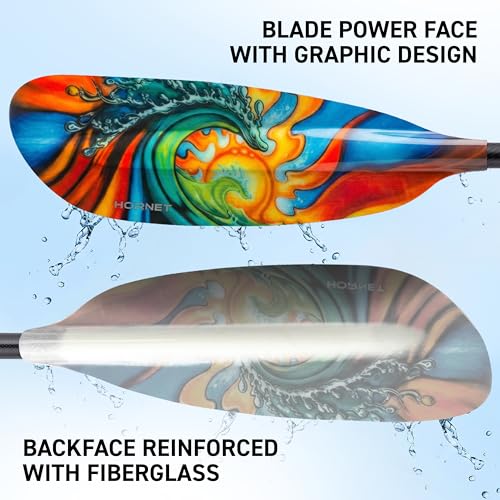 Image of Hornet Watersports Fiberglass Kayak Paddle for Adults- Ideal for Touring, Fishing and Boating- 90.5 inches / 230CM Adjustable with Carbon Fiber Shaft- Kayak Oars Kayaking Equipment