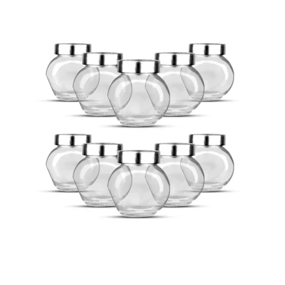 Szklane zamknięte puszki do przechowywania żywności, przypraw, herbat, fasoli, butelki do konserwowania cukierków, narzędzia kuchenne około 200 ml (10 sztuk)
