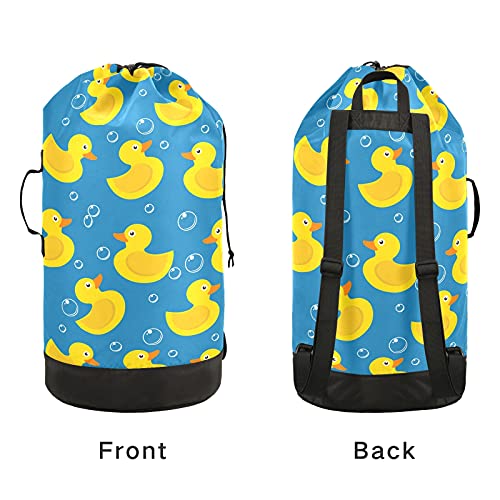 Yellow Duck Laundry Bag Large Heavy Duty Laundry Backpack With Adjustable Shoulder Straps For Traveling Dirty Clothes Organizer For College Students Waterproof #TOP3