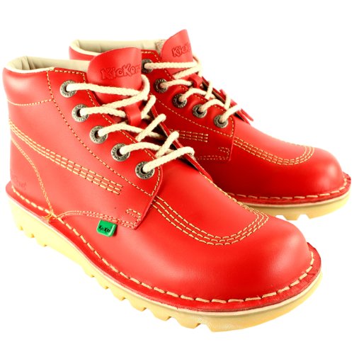 Kickers Mens Kick Hi Leather Classic Oxfords Office Work Boots Shoes - Red - 11.5