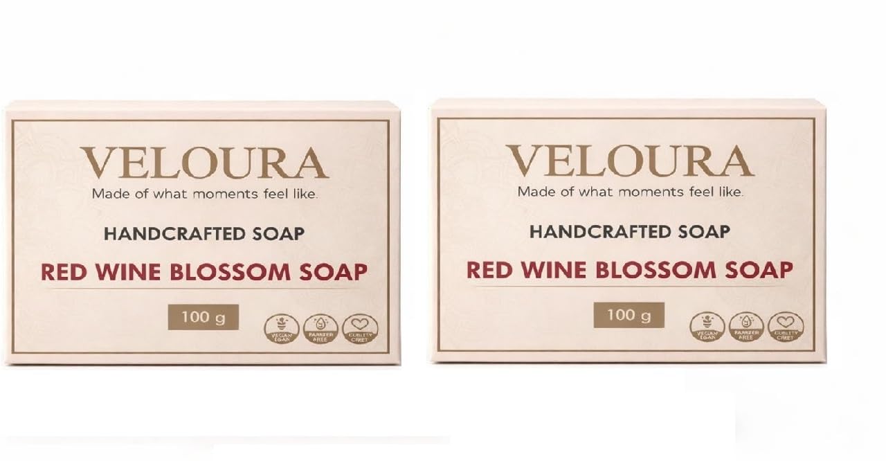 Redwine Blossom Soap Pack of 2 (200g) | Cold-Pressed Coconut Oil & Shea Butter | Moisturizing, Anti-Oxidant Rich Soap with Cherry Blossom & Red Wine Extracts-image-28