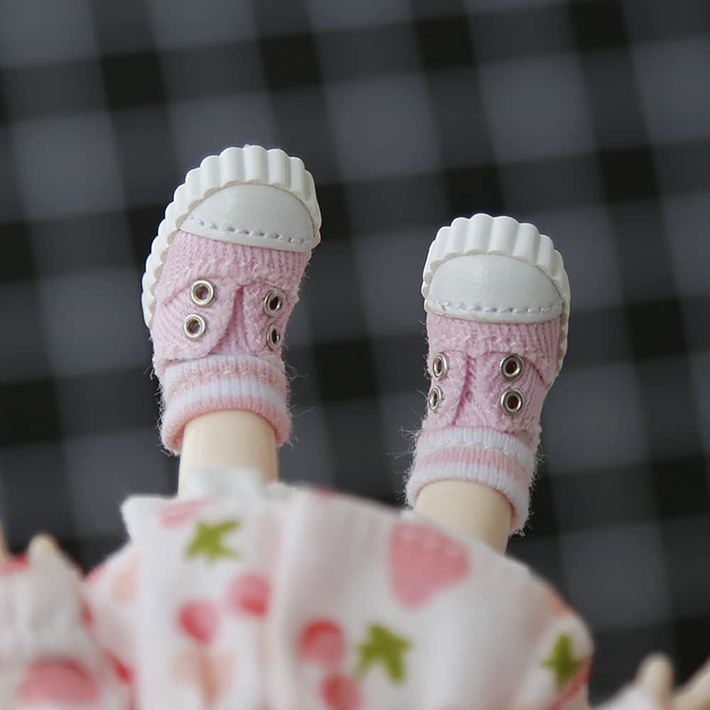 Doll Shoes Fashion Canvas Shoes for Ob11,GSC, 1/12 BJD, Body9 Doll Accessories (Pink)
