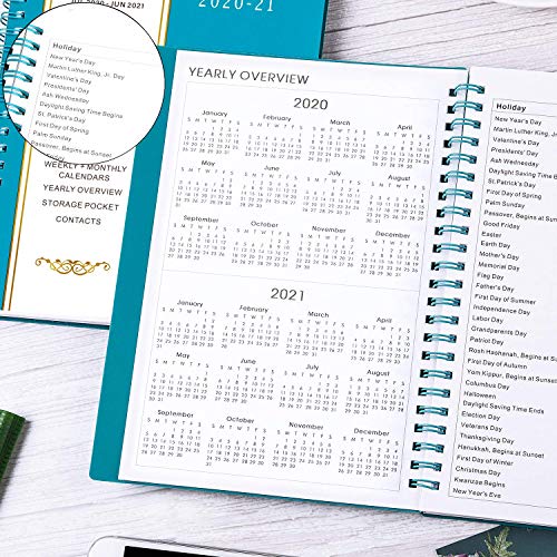 2020-2021 Planner - Weekly & Monthly Planner, 6.25" x 8.3", Flexible Cover,12 Monthly Tabs, 21 Notes Pages, Twin-Wire Binding with Two-Sided Inner Pocket
