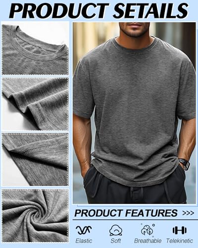 10 Pack Men's Big and Tall Shirt Short Sleeve Cotton Tee Loose Fit Top3