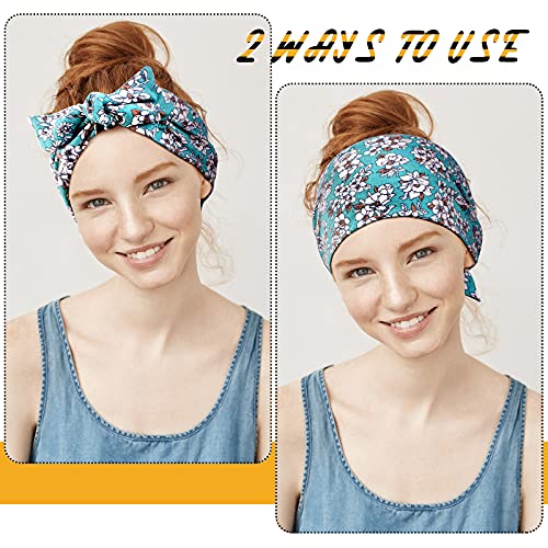 Image of WILLBOND 6 Pcs Tie Headband for Women Adjustable Bandana Sports Head Scarf | Boho Style, Knotted African Turban Hairband, Elastic Non Slip Wide Headband, for Running Hiking Cycling Yoga Workout
