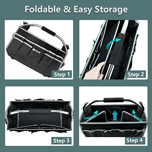 Wilaxi Pro Tool Bags For Men Heavy Duty, 16In Foldable Open Top Tool Bags, Tool Caddy Organizer With Handle, Wide Mouth Toughbuilt Electrician Tool Tote, Many Pockets Can Hold Many Tools #TOP3