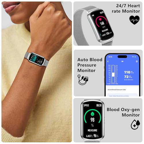 Image of Health Fitness Tracker, Smart Watch with 24 /7 Heart Rate, Activity Tracker with Blood Pressure and Blood Oxygen Monitor, 120 Sport Mode Waterproof Sleep Tracker for Women Men