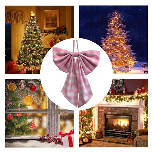 Lazos navideños grandes de tela para decoración de ventanas y hogar 5
