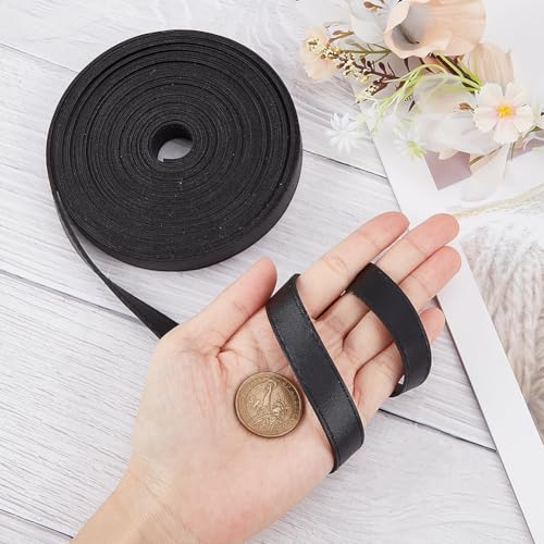 GORGECRAFT 5M x 15mm Black Imitation Leather Cord, 2mm Thick, Double-Sided, Flat, for DIY Crafts Handle Wrap, Belt - Image 3