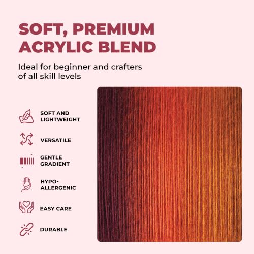 Image of Mary Maxim Prism Yarn, Acrylic Multicolor DK Yarn, 290 Yards, Desert Unset | Ombre Yarn, 3 Weight, Machine Wash, For Knitting and Crochet, Create Baby Items, Blankets, Afghans, Clothing Variegated Yarn