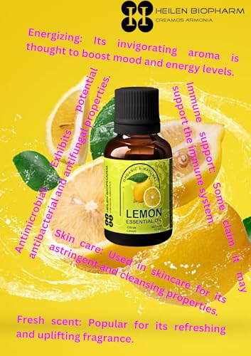 Image of Heilen Biopharm Lemon Essential Oil - 15 mL Per Bottle Pack of 1,For Skin Brightning Face Care & Support Immune System (Citrus limon)