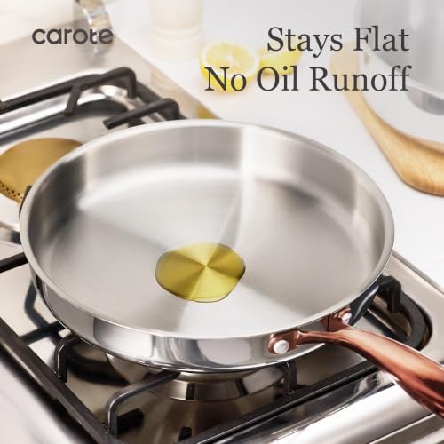 Image of CAROTE 30 PCS Tri-Ply Stainless Steel Cookware Set, Pots and Pans Set, Non Toxic Induction Kitchen Cooking Sets, Gold