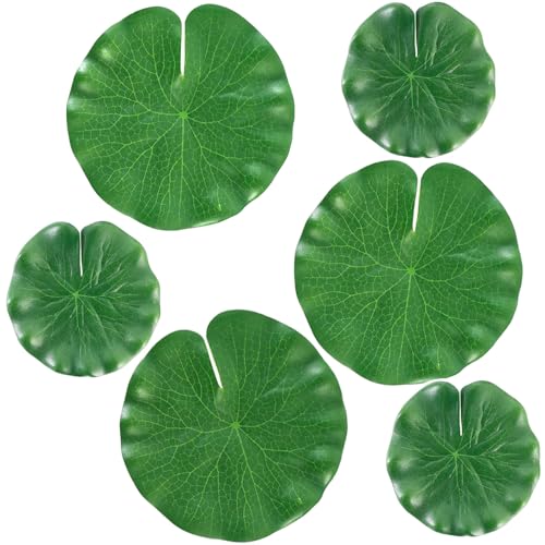 MHYGKTXRA 6Pcs Floating Lily Pads for Ponds: Realistic Lily Pads Leaves Artificial Floating Foam Lotus Leaves Pond Decor for Pond Pool Koi Fish Patio Aquarium