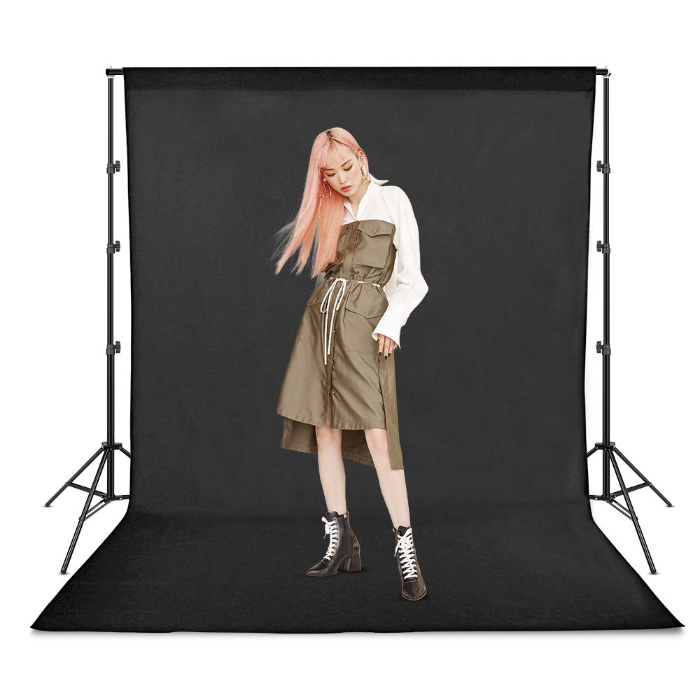 Sfondo fotografico pieghevole in pura mussola nera, 3 x 3,6 m, per studio fotografico e video (nero, 3 x 3,9 m)