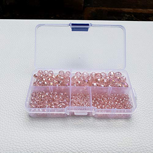 Image of Light Pink Rondelle Glass Beads for Jewelry Making, Faceted Briolette Crytal Spacer Beads for Bracelet Necklace Earring (2mm 4mm 6mm 8mm 10mm Mixed Sizes, 1000pcs)