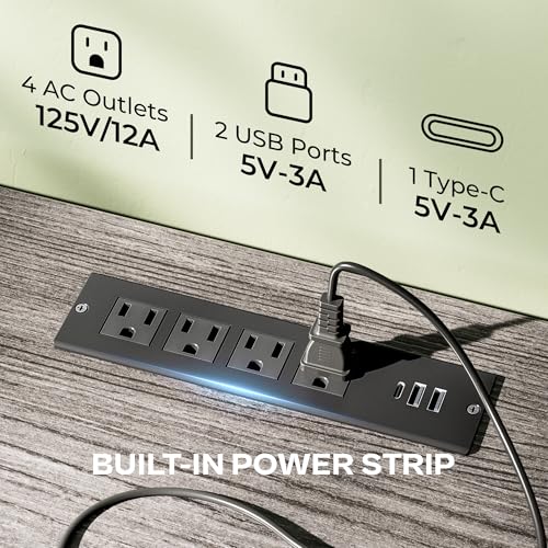 image for Huuger TV Stand Dresser with Power Outlets and LED Lights, 4 Drawers E