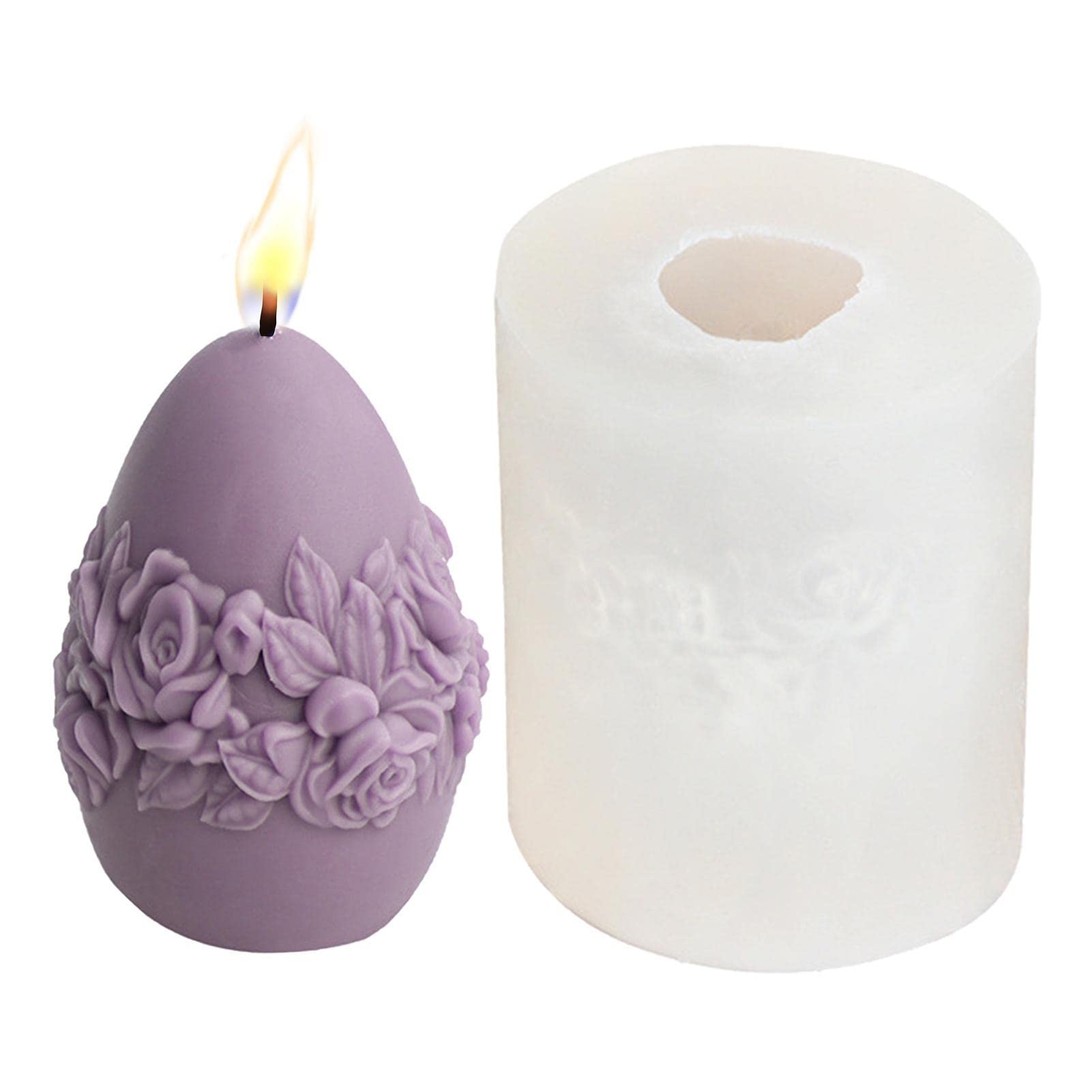 Stampi In Silicone Per Uova Di Pasqua Con Rilievo Floreale Rosa – Fai Da Te Candele, Saponi, Cioccolato, 7cm - 3