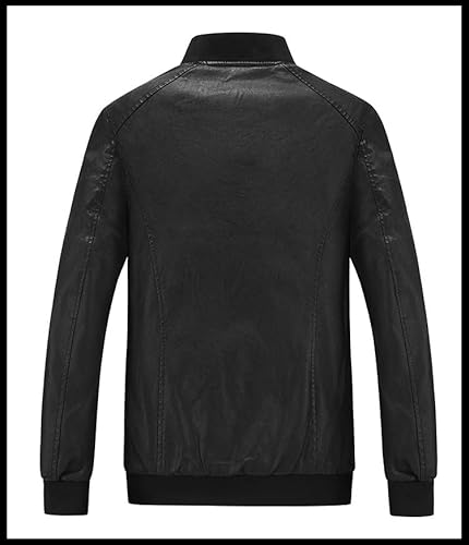 Men's motorcycle jacket jacket retro leather jacket casual winter waterproof jacket(Color 4,L)