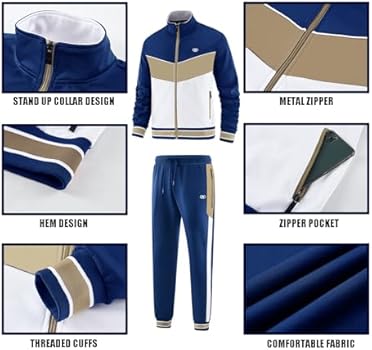 ANOTWENER Trainingspakken sets voor heren, casual, lange mouwen, volledige ritssluiting, jas en joggingbroek, joggingpak, sportoutfits, 3XL