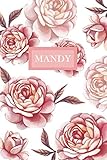Mandy: Personalized Notebook with Flowers and Custom Name – Floral Cover with Pink Peonies. College Ruled (Narrow Lined) Journal for Women and Girls