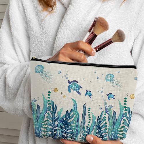 Sea Turtle Gifts Makeup Bag, Ocean Turtle Gifts for Women, Turtles Cosmetic Bag Coastal Beach Makeup Bag Pouch4