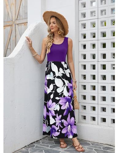 Image of Bluetime Women's Summer Boho Sleeveless Floral Print Tank Long Maxi Dress (S-3XL)