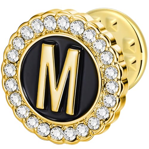 HAWSON Initial A-Z Lapel Pins, Personalized 18K Gold/Silver Brooch Pin Tie Tacks for Suits, Neckties, Hats, Men & Women